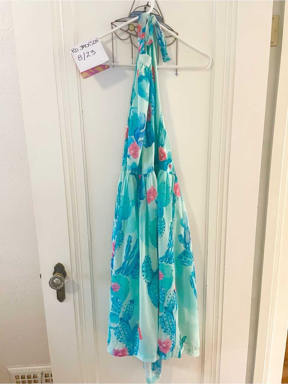 Turquoise Cactus Print Halter Dress by ModCloth
